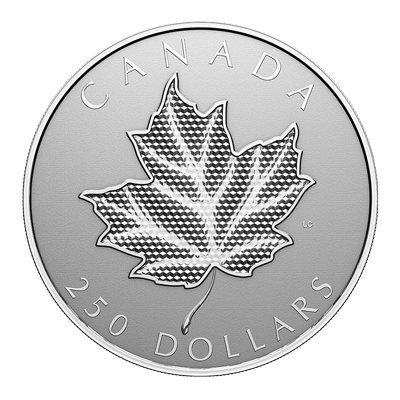 A picture of a Pièce d’argent fin de 250 $ 2024 – Feuille d’érable vibrante